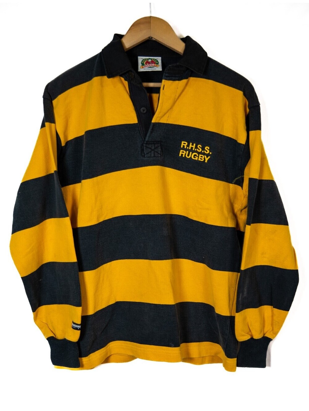 Barbarian Rugby Wear Rugby Shirt Men's Black Yellow Striped - Men's M